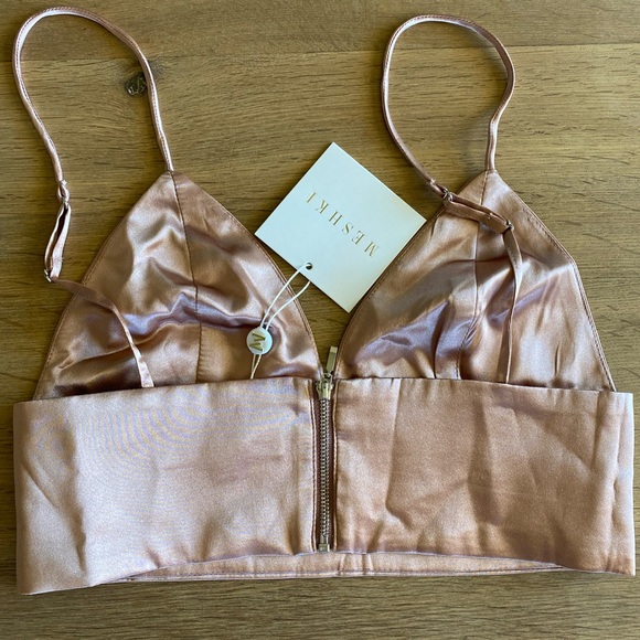 Meshki satin crop top. Size small. Color pink/rose. - Picture 3 of 3